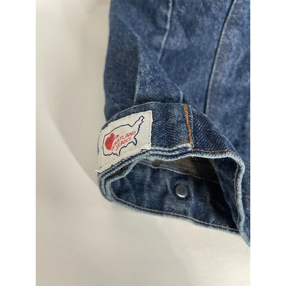 Vintage Hovis Heartland Jeans Denim Trench Coat Duster Women Medium Blue Buttons - Picture 2 of 9